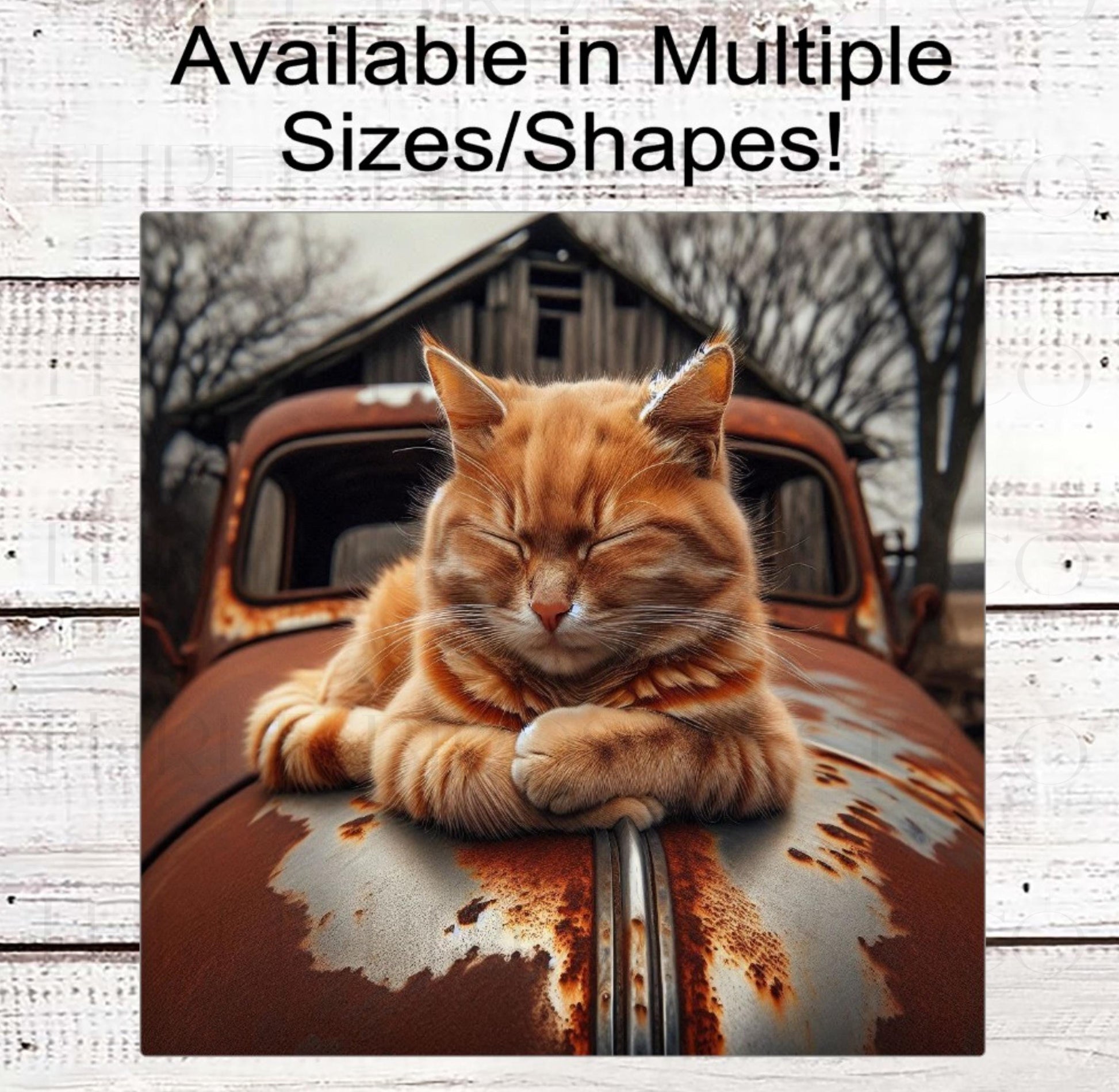 Orange Tabby Cat Wreath Sign, Vintage Car, Barn Decor, Vintage Tractor