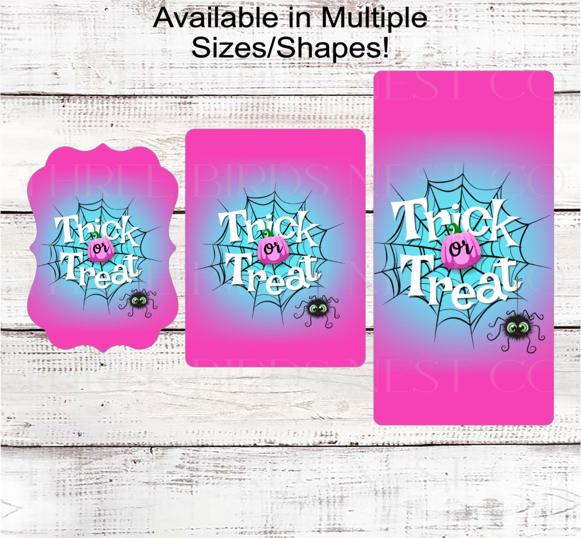 Trick or Treat Halloween Wreath Sign, Spider Web, Pink Pumpkins, Wear Pink in October