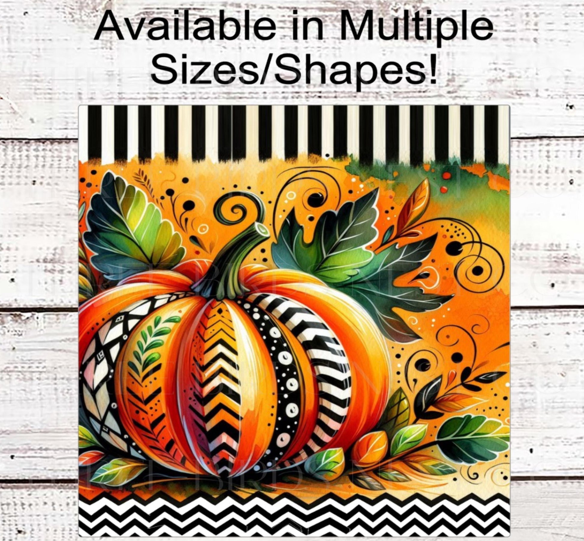 Fall Pumpkin Wreath Sign, Funky Autumn Decor, Painted Pumpkins