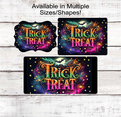 Trick or Treat Halloween Wreath Sign, Spider Web, Pink Pumpkins, Wear Pink in October