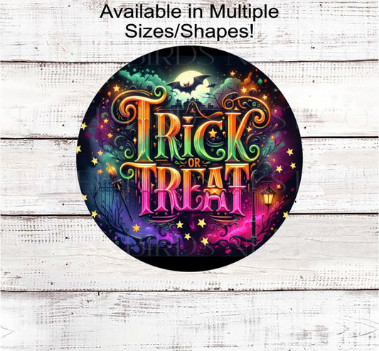 Trick or Treat Halloween Wreath Sign, Spider Web, Pink Pumpkins, Wear Pink in October