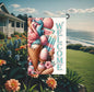 Beach Welcome Double-Sided Garden Flag. Sweet Summertime, Flamingo Ice Cream, Seahorse, Hibiscus Flower