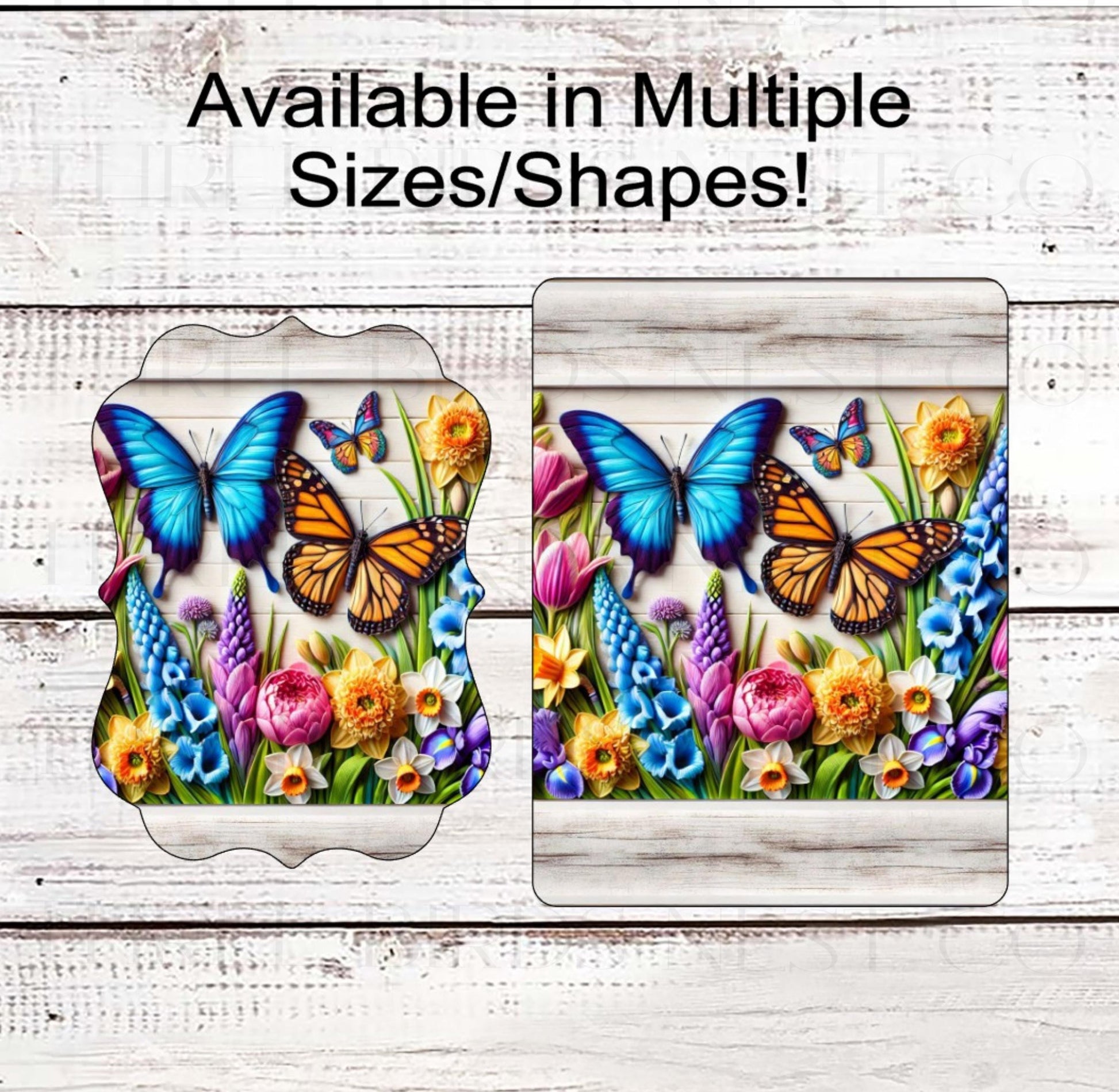 Monarch Butterfly Wreath Sign, Spring Flowers, Everyday Sign