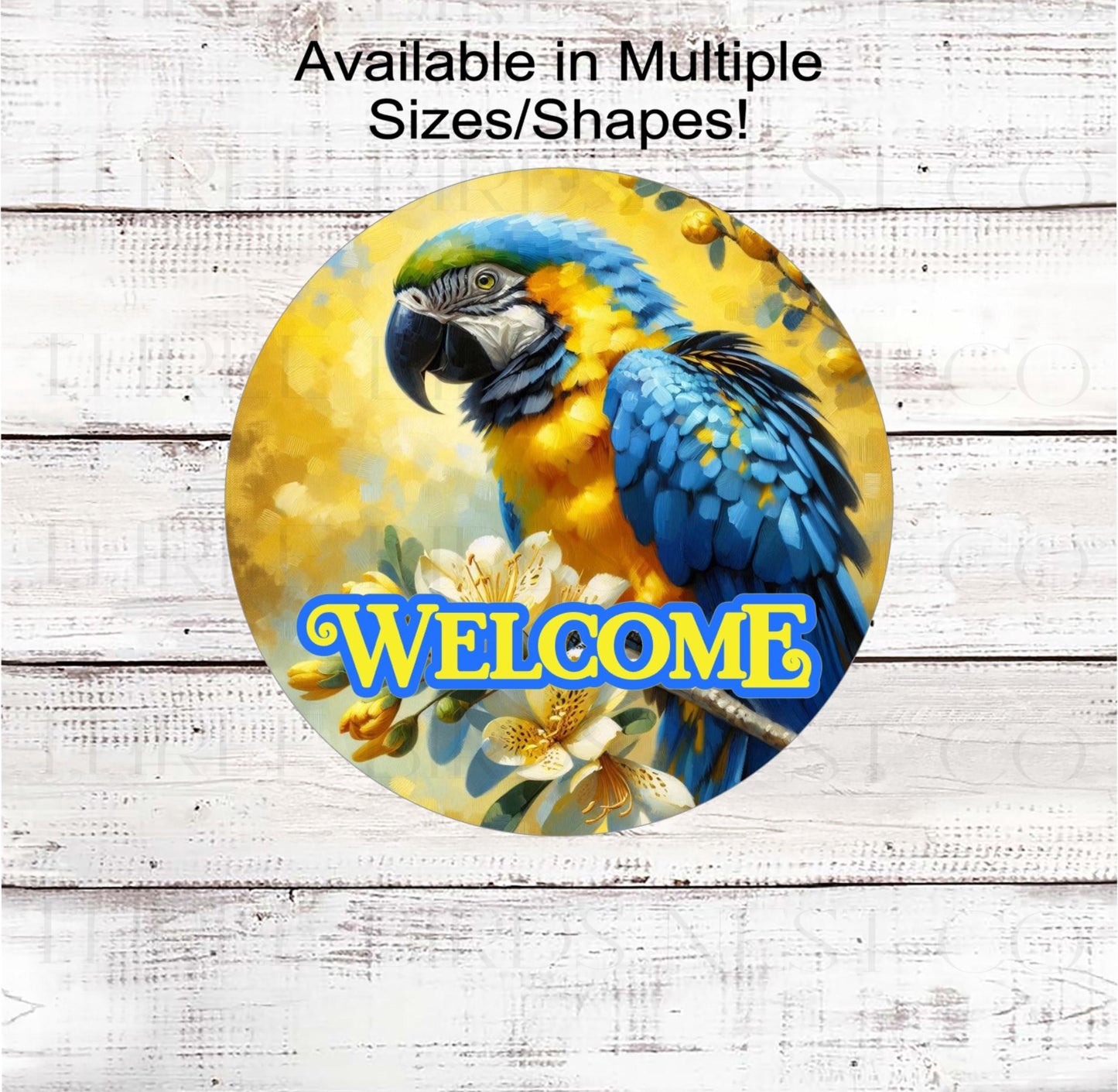 Summer Wreath Sign, Parrot Macaw Lover, Cocktail, Everyday Signs