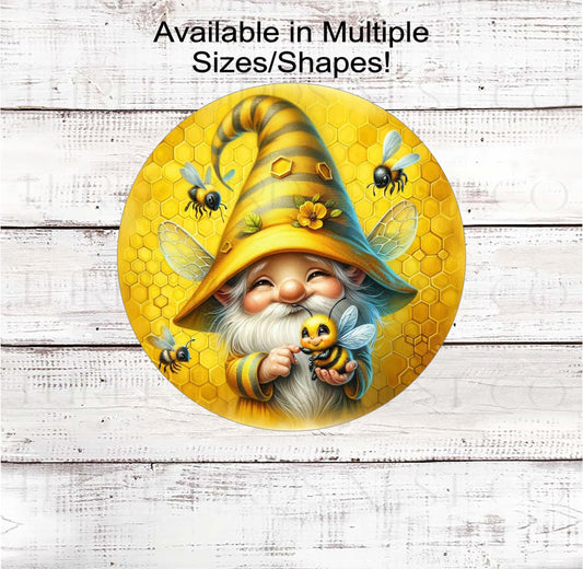 Honey Bee Gnome Wreath Sign, Honeycomb, Bumble Bee, Welcome to Our Hive