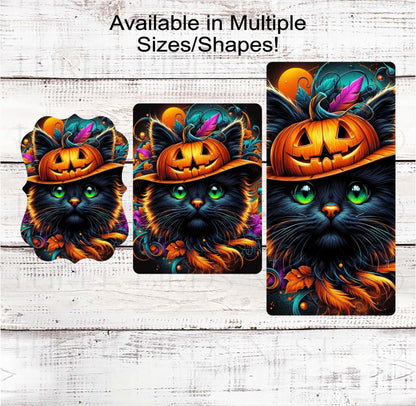Halloween Wreath Signs - Black Cat Sign - Black Cat Sanctuary - Black Cat Halloween - Spooky Sign - Halloween Signs