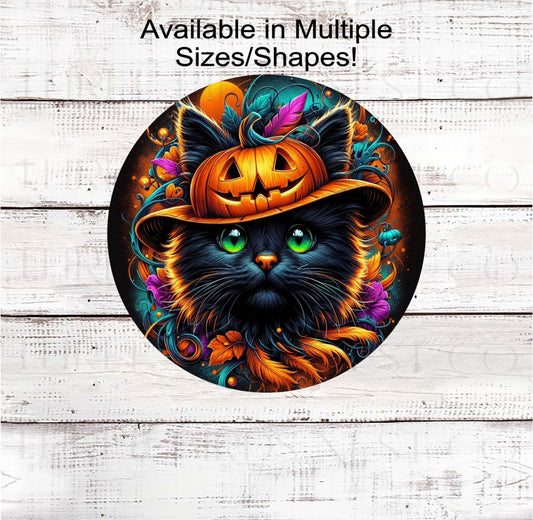 Halloween Wreath Signs - Black Cat Sign - Black Cat Sanctuary - Black Cat Halloween - Spooky Sign - Halloween Signs