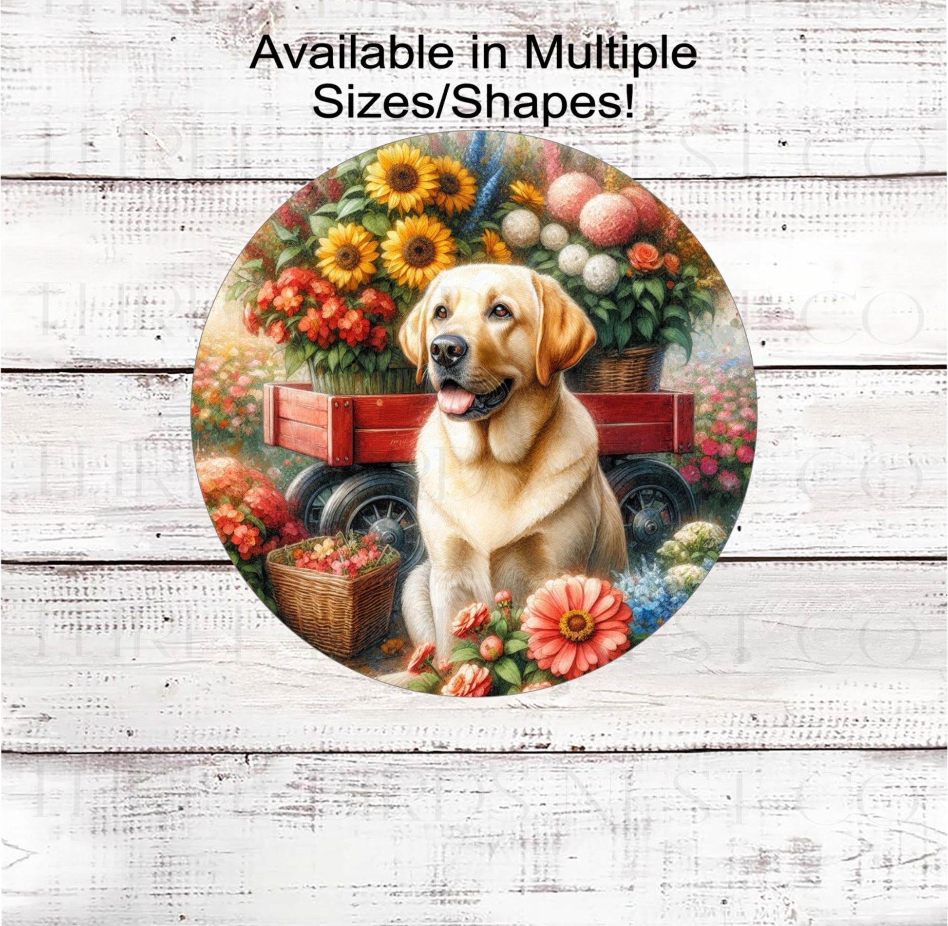 Everyday Wreath Sign, Yellow Labrador Retriever, Sunflowers Floral Decor, Dog Lover
