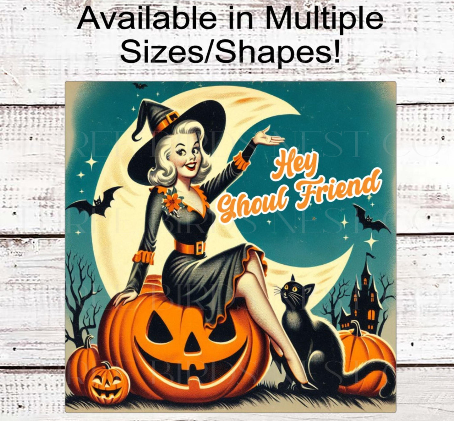 Halloween Witch Wreath Signs, Hey Ghoul Friend, Vintage Halloween, Jack O Lantern