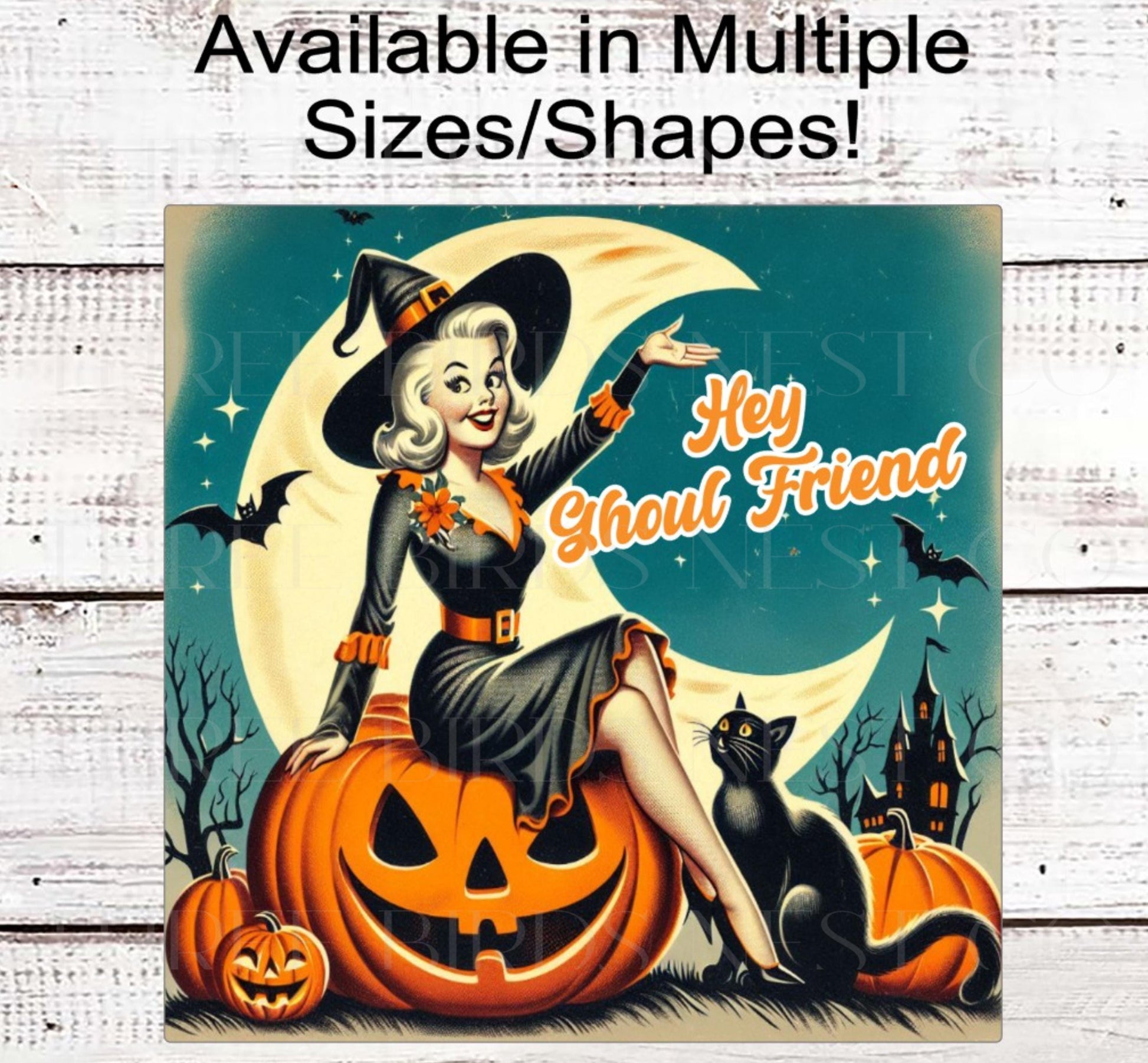 Halloween Witch Wreath Signs, Hey Ghoul Friend, Vintage Halloween, Jack O Lantern