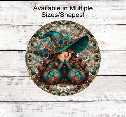 Halloween Wreath Sign, Witch Lover, Spooky Decor, Boho Floral