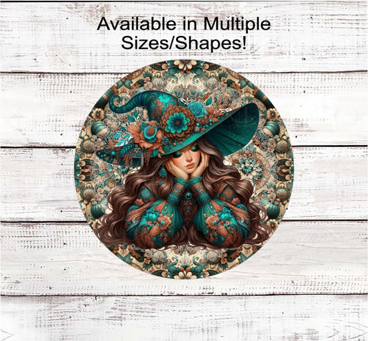 Halloween Wreath Sign, Witch Lover, Spooky Decor, Boho Floral