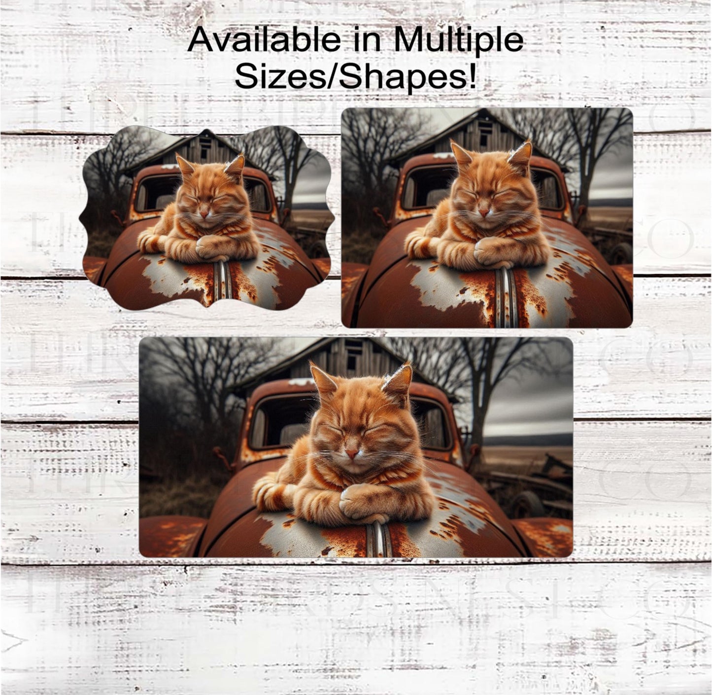 Orange Tabby Cat Wreath Sign, Vintage Car, Barn Decor, Vintage Tractor