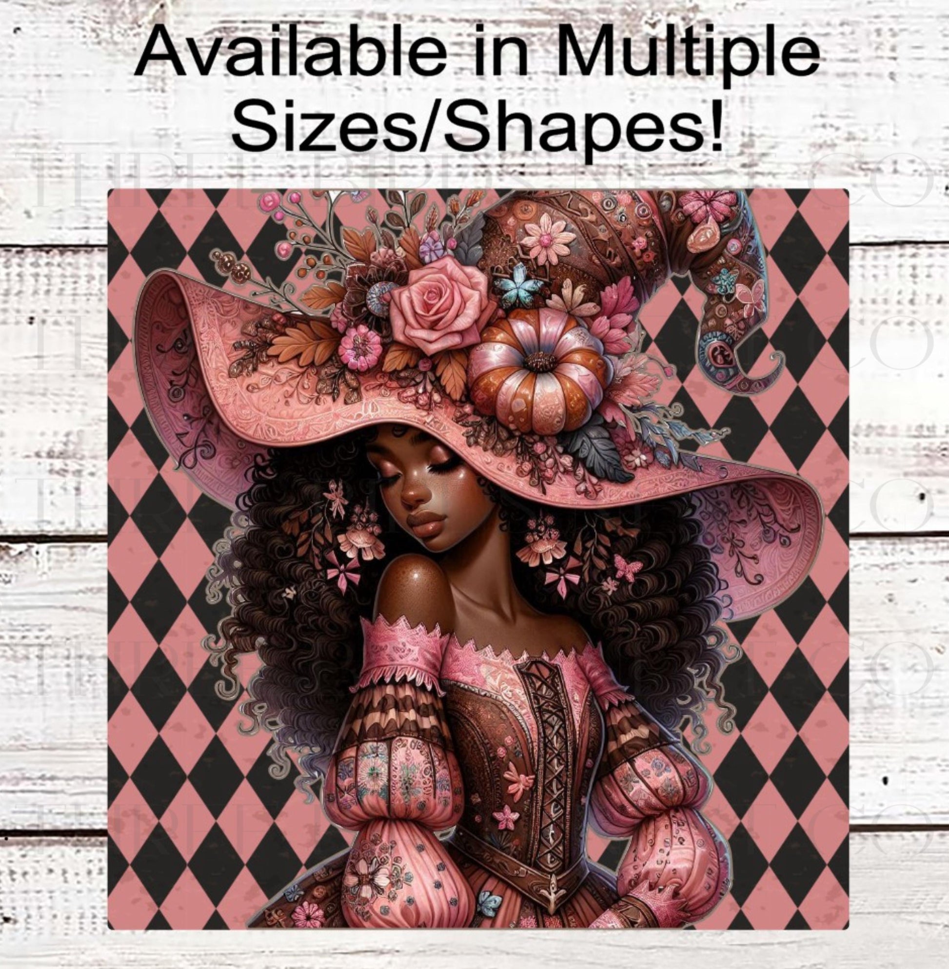 Halloween Wreath Sign, African American Witch Lover, Spooky Decor, Boho Floral