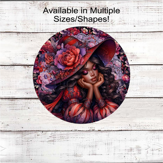 Halloween Wreath Sign, African American Witch Lover, Spooky Decor, Boho Floral
