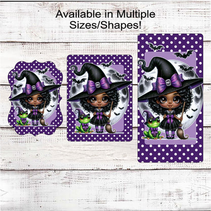 Halloween Wreath Sign, African American Witch Lover, Magic Frog, Spooky Decor, Bats
