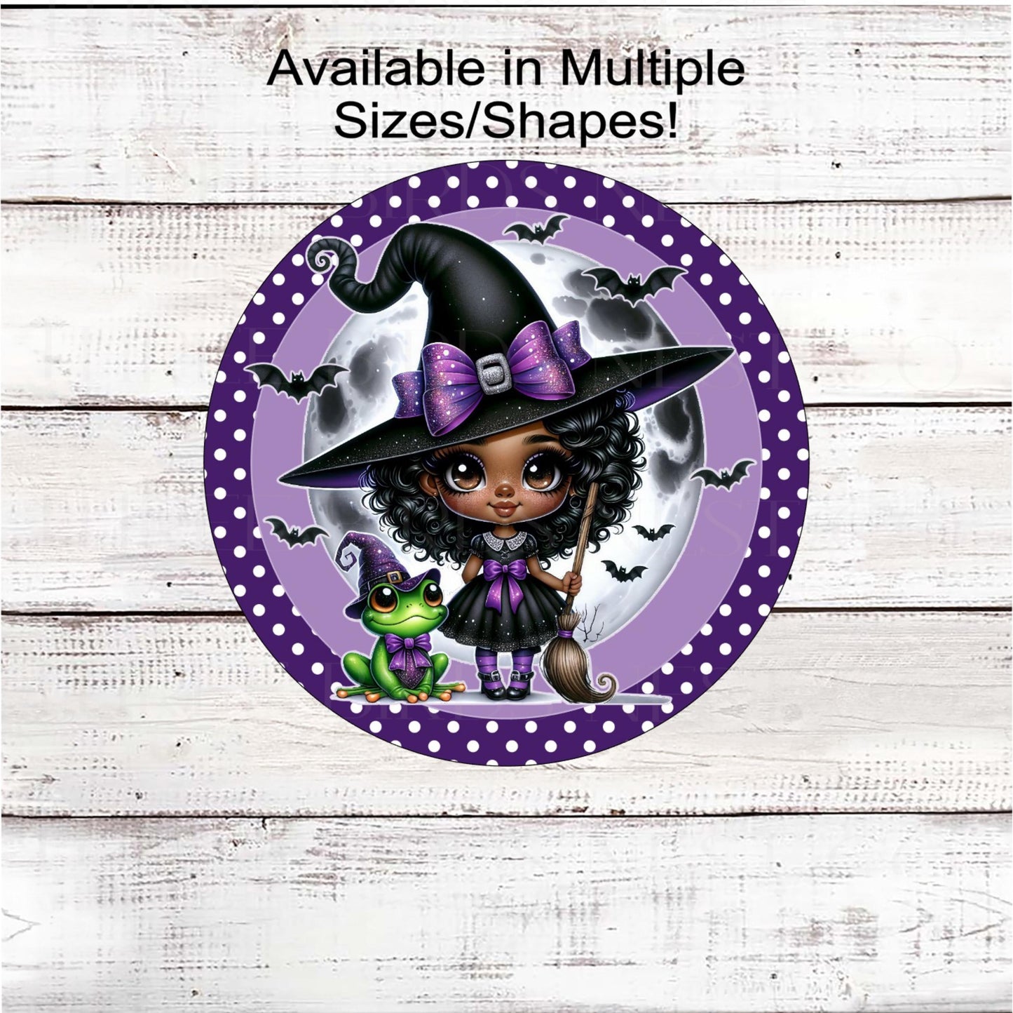 Halloween Wreath Sign, African American Witch Lover, Magic Frog, Spooky Decor, Bats