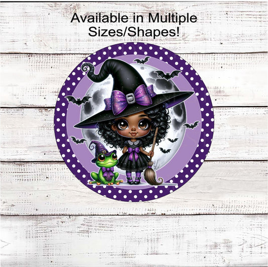 Halloween Wreath Sign, African American Witch Lover, Magic Frog, Spooky Decor, Bats