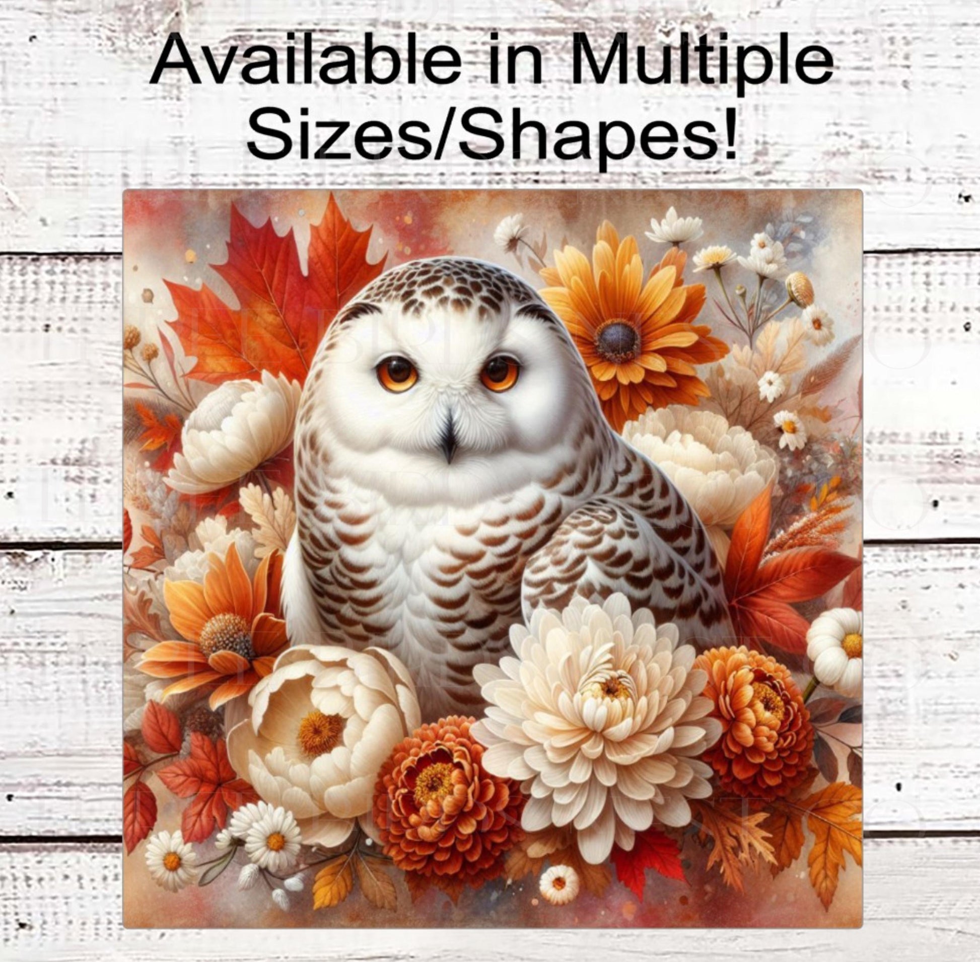 Owl Wreath Sign, Fall Welcome Sign, Autumn Leaves, Snowy Owl Lover