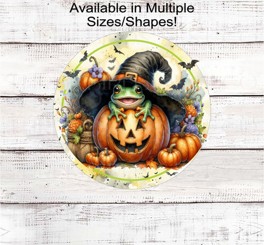 Halloween Frog Wreath Sign, Witch Hat Decor, Cauldron, Fall Pumpkins, Jack O Lantern Sign