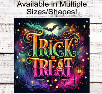 Trick or Treat Halloween Wreath Sign, Spider Web, Pink Pumpkins, Wear Pink in October