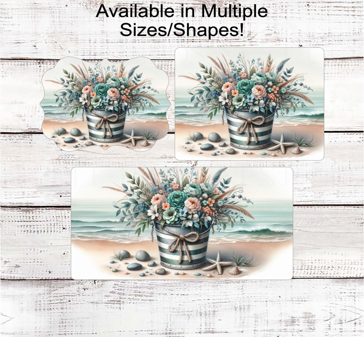 Summer Wreath Sign, Beach Lover, Starfish, Sand Pail, The Beach is Calling, Ocean Nautical Decor
