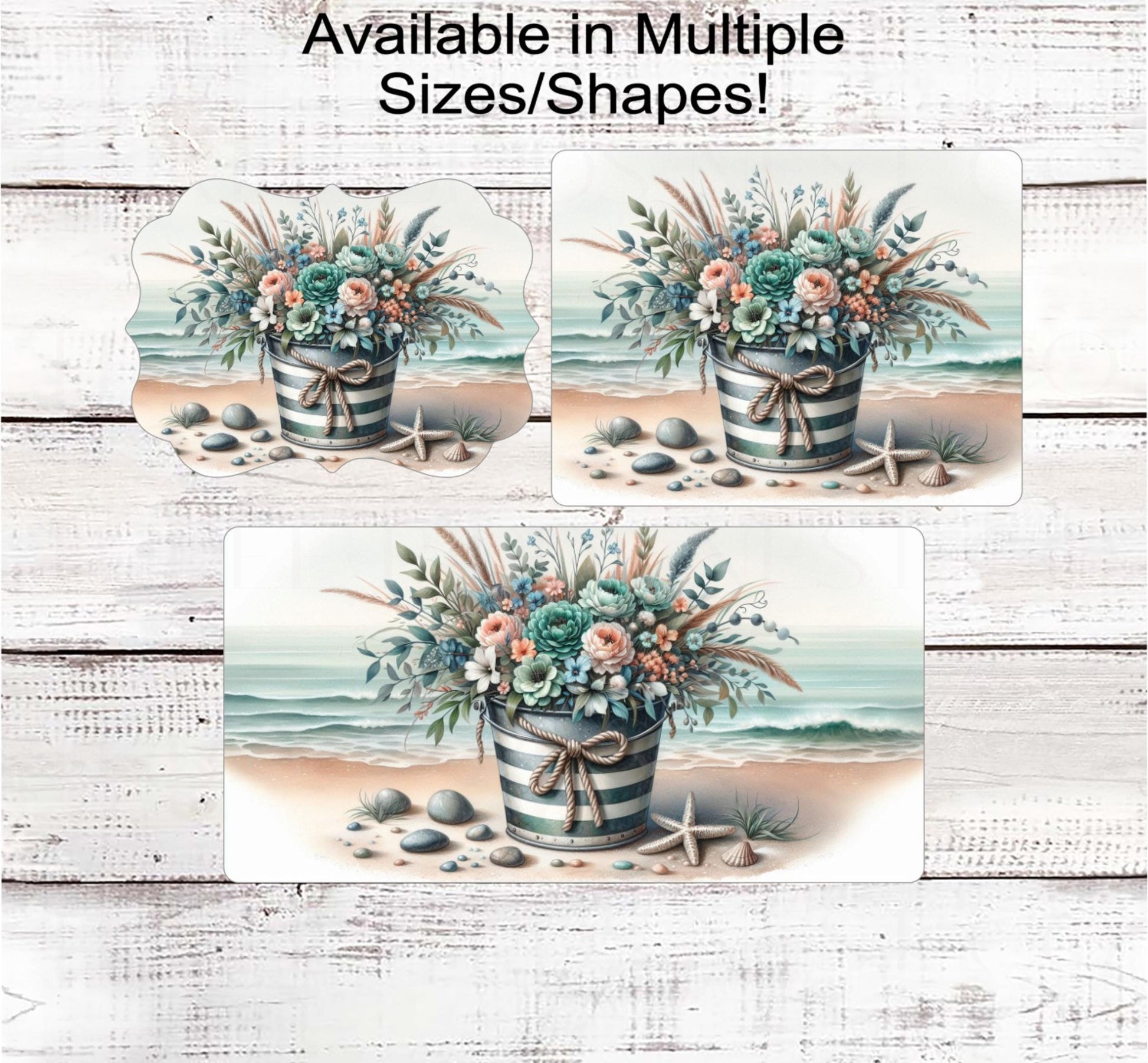 Summer Wreath Sign, Beach Lover, Starfish, Sand Pail, The Beach is Calling, Ocean Nautical Decor