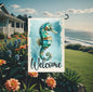 Seahorse Garden Flag, Beach Welcome, Ocean Sea Glass Lover, Nautical Decor