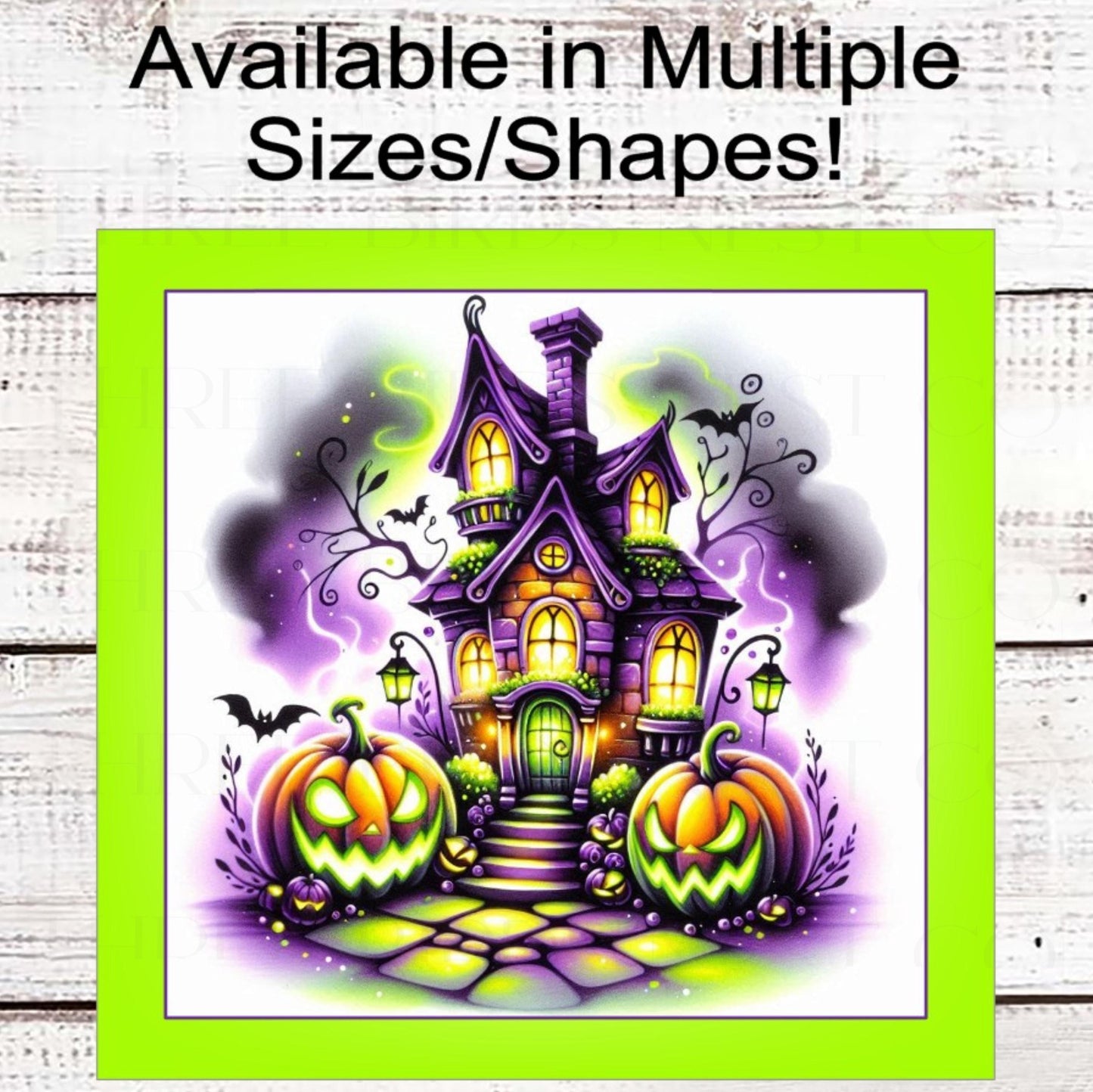 Haunted House Wreath Sign, Halloween Bats, Spooky Jack O Lanterns