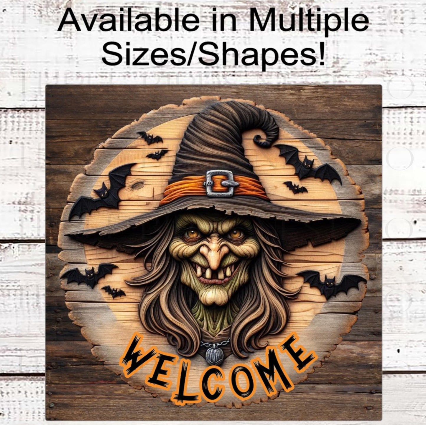 Halloween Witch Wreath Sign, Black Bats, Rustic Farmhouse, Spooky Sign