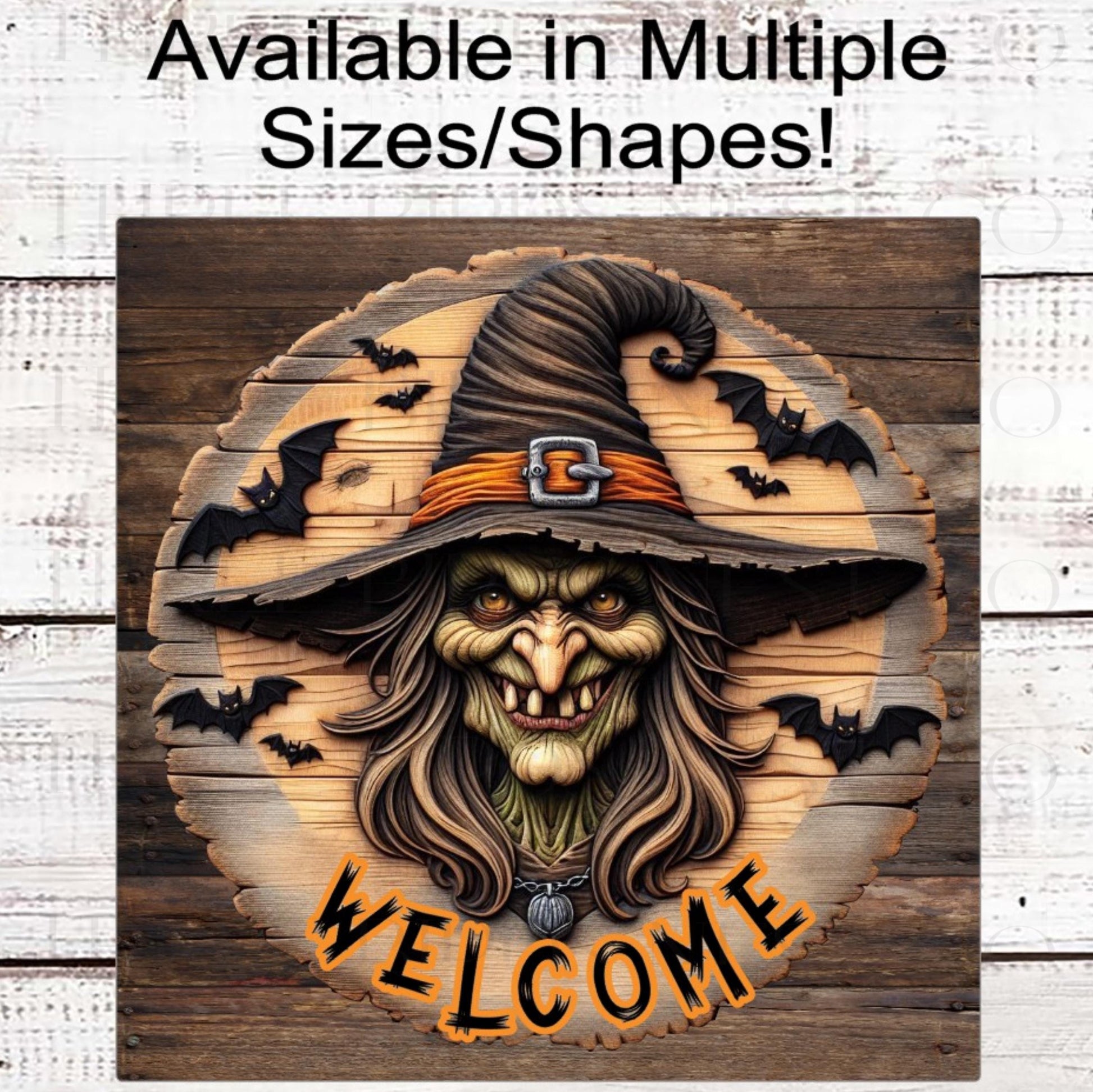 Halloween Witch Wreath Sign, Black Bats, Rustic Farmhouse, Spooky Sign