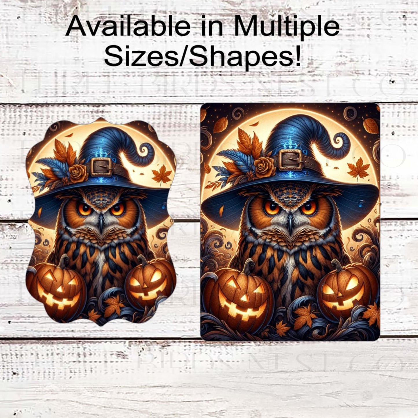 Halloween Owl Wreath Sign, Witch Hat, Full Moon, Halloween Decor
