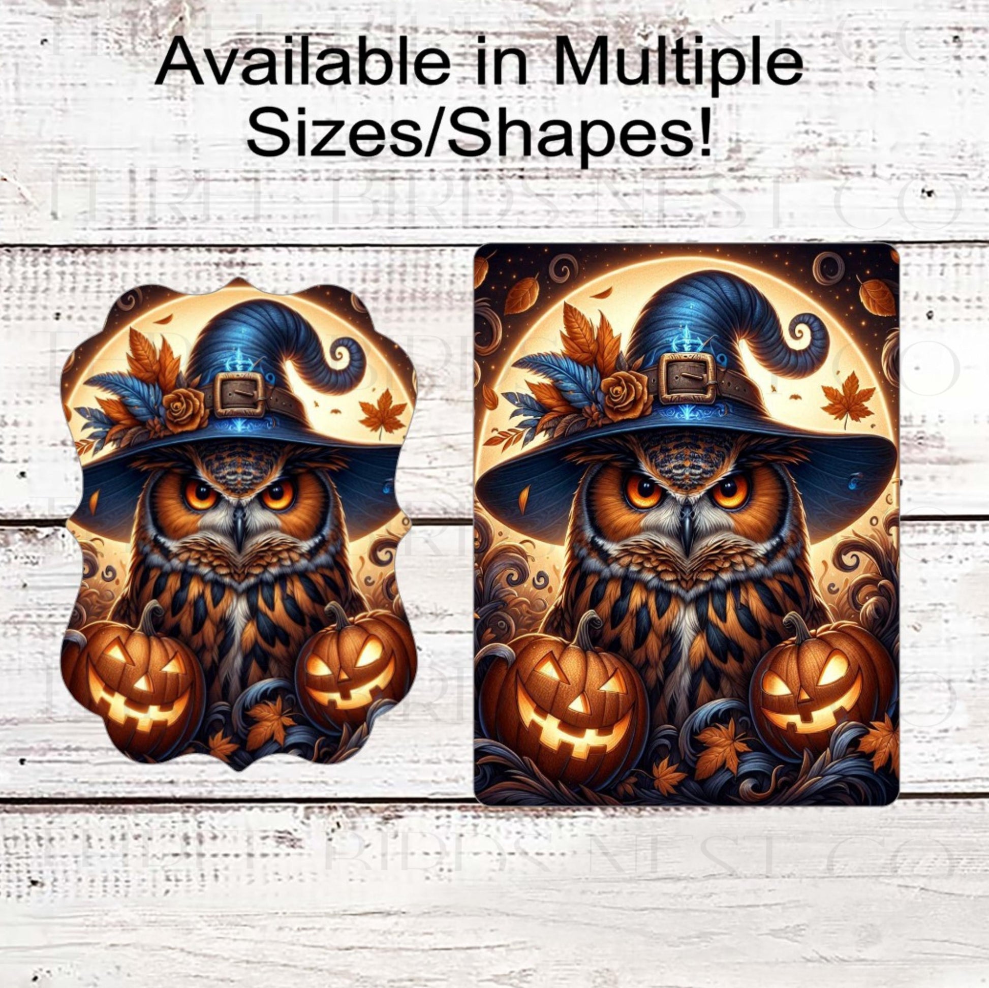Halloween Owl Wreath Sign, Witch Hat, Full Moon, Halloween Decor