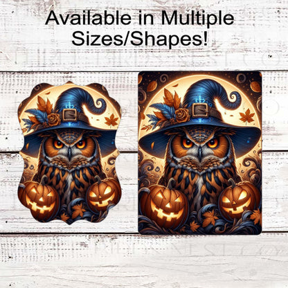 Halloween Owl Wreath Sign, Witch Hat, Full Moon, Halloween Decor