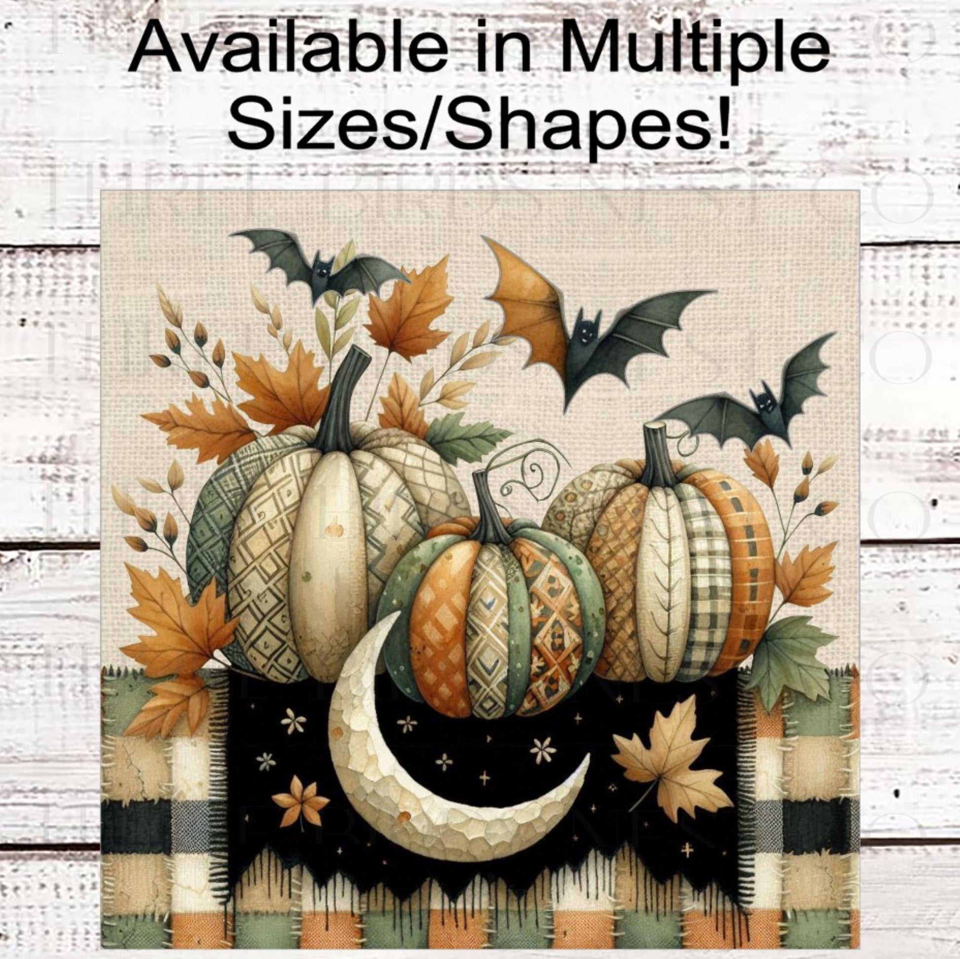Patchwork Pumpkin Halloween Wreath Sign, Rustic Farmhouse, Prmitive Decor, Jack O Lantern, Black Bats