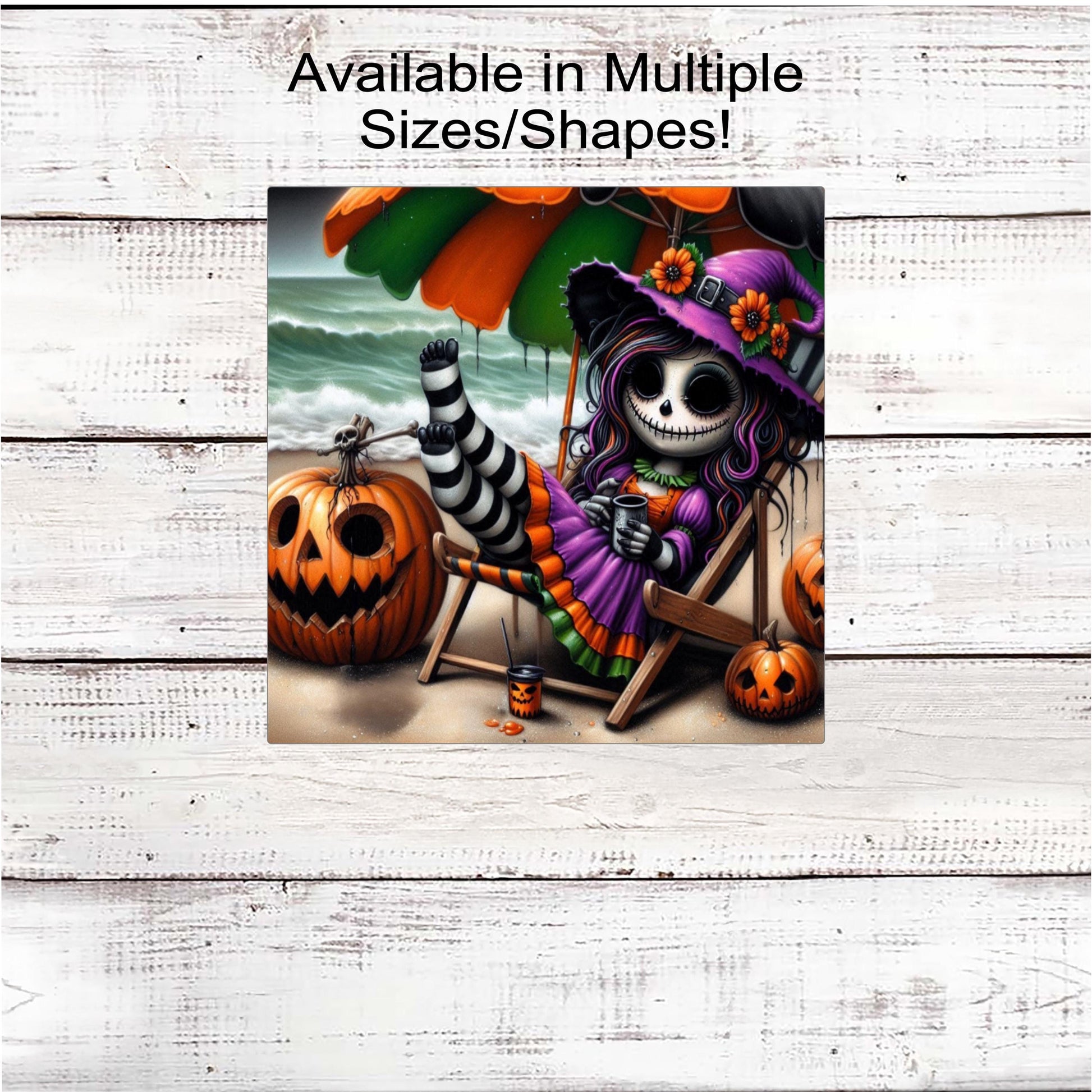 Haunted House Halloween Wreath Sign, Spooky Beach, Palm Trees