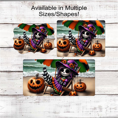 Haunted House Halloween Wreath Sign, Spooky Beach, Palm Trees