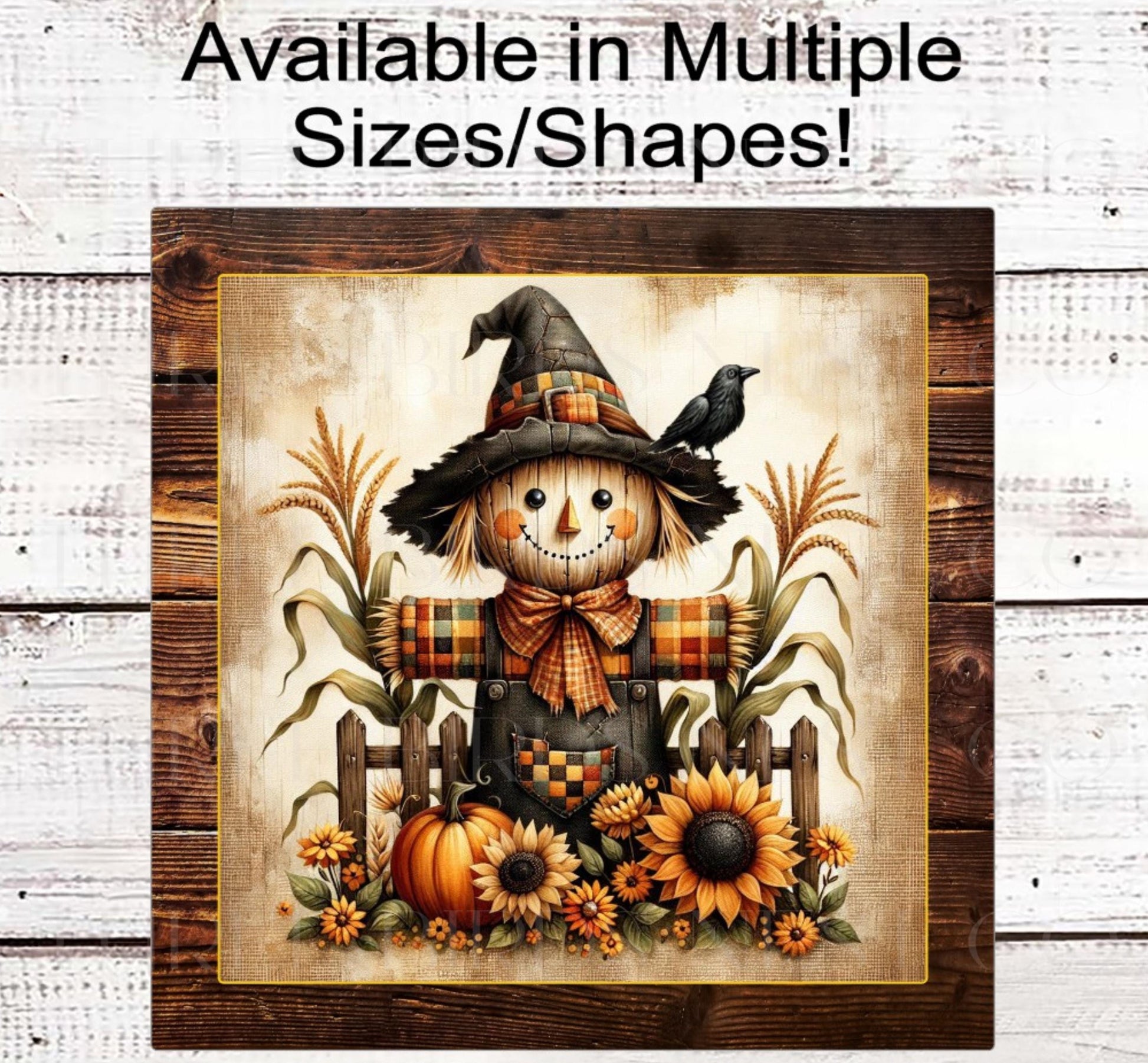Scarecrow Fall Wreath Sign, Sunflowers Decor, Corn Stalks