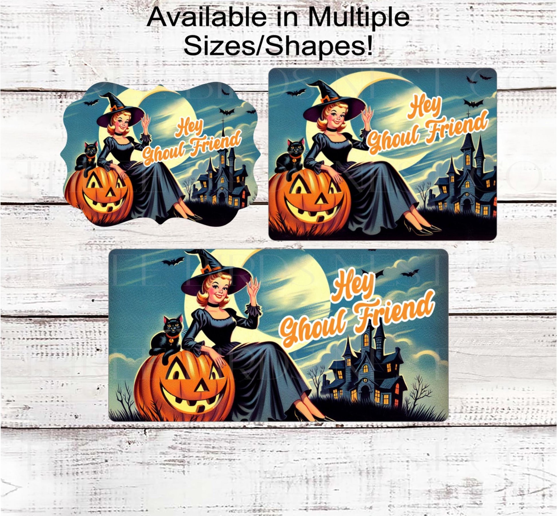 Vintage Halloween Wreath Signs, Witch Decor, Hey Ghoul Friend