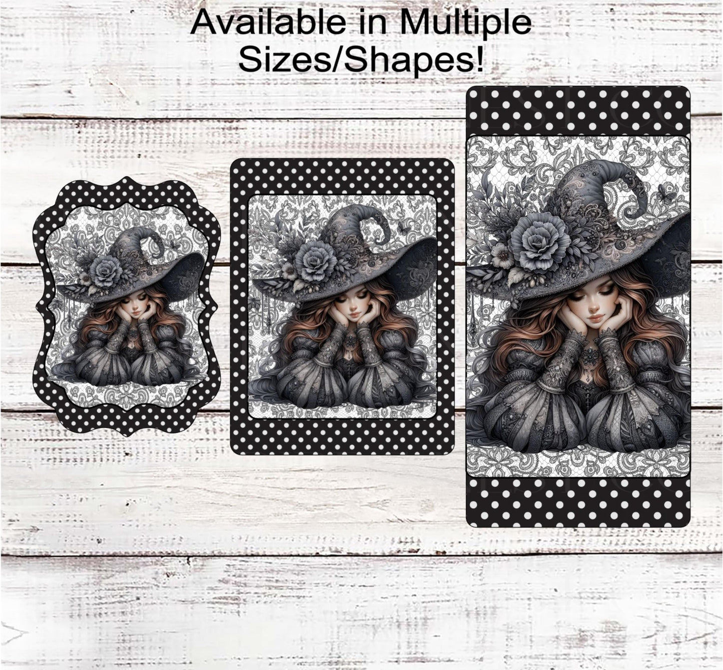 Halloween Wreath Sign, Witch Lover, Monotone Sign, Black Grey and White, Spooky Decor, Boho Floral