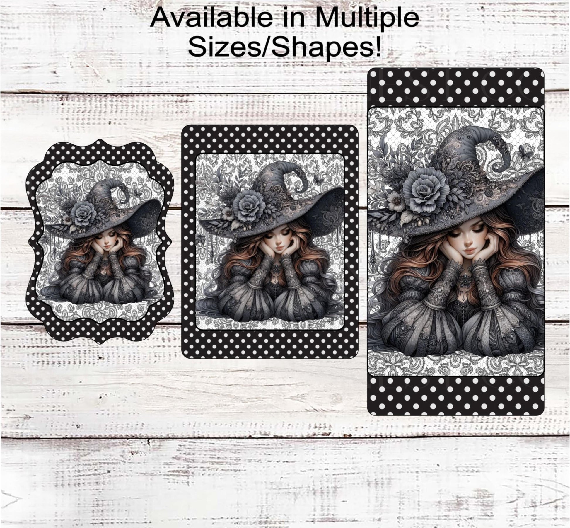 Halloween Wreath Sign, Witch Lover, Monotone Sign, Black Grey and White, Spooky Decor, Boho Floral