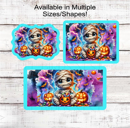 Halloween Mummy Wreath Sign, Jack O Lantern, Candy Bucket, Cute Halloween Decor