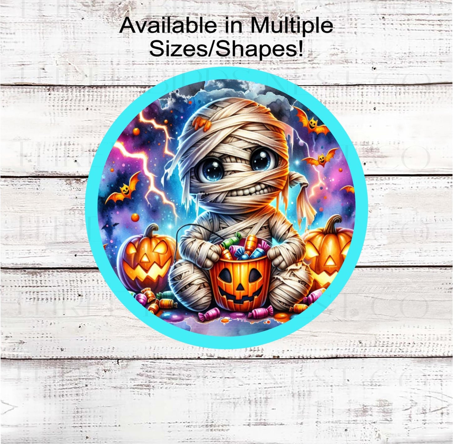 Halloween Mummy Wreath Sign, Jack O Lantern, Candy Bucket, Cute Halloween Decor