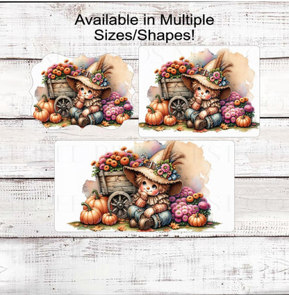 Fall Scarecrow Wreath Signs, Autumn Mums, Pumpkin Wagon