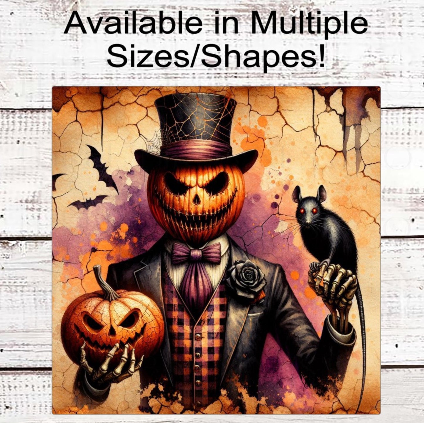 Vintage Jack O Lantern Wreath Sign, Pumpkin Man, Rat Lover, Halloween Welcome