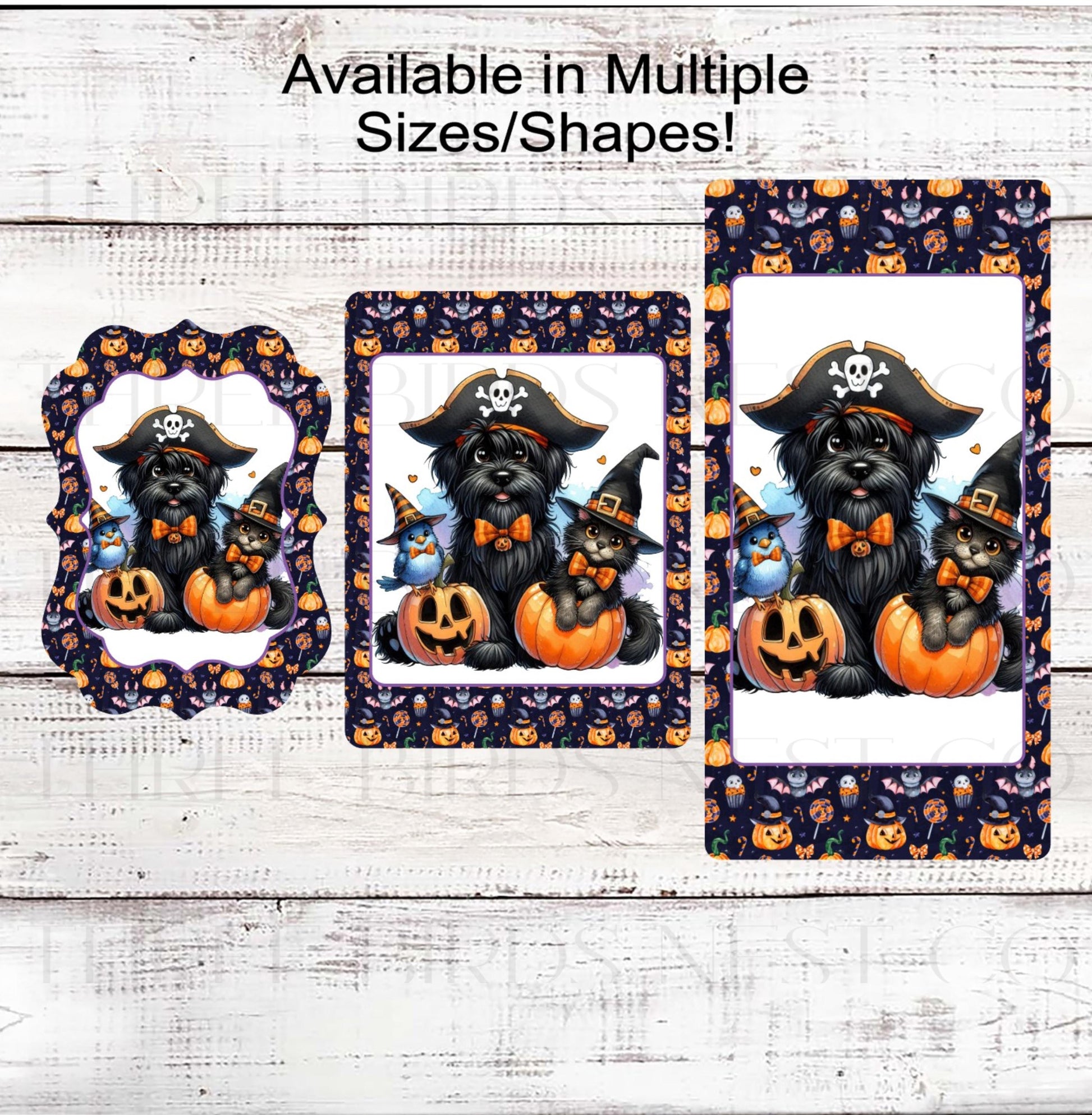 Halloween Dog Wreath Sign, Cat and Bird Lover, Jack O Lantern, Pirate Costume, Dog Lover, Pet Signs