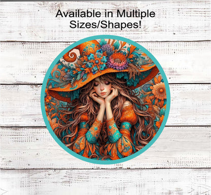 Halloween Wreath Sign, Witch Lover, Spooky Decor, Boho Floral