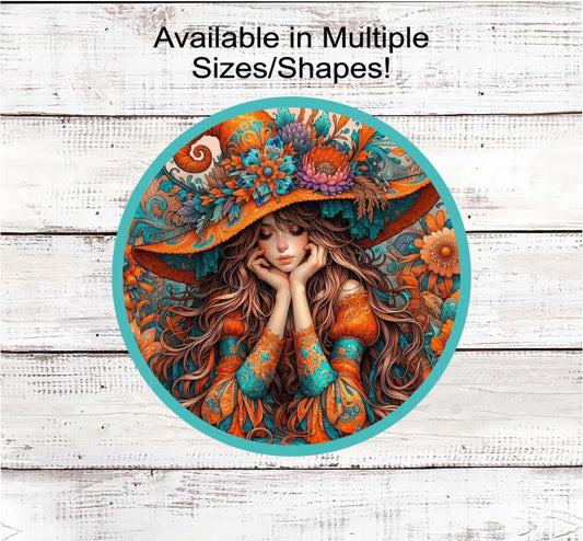 Halloween Wreath Sign, Witch Lover, Spooky Decor, Boho Floral
