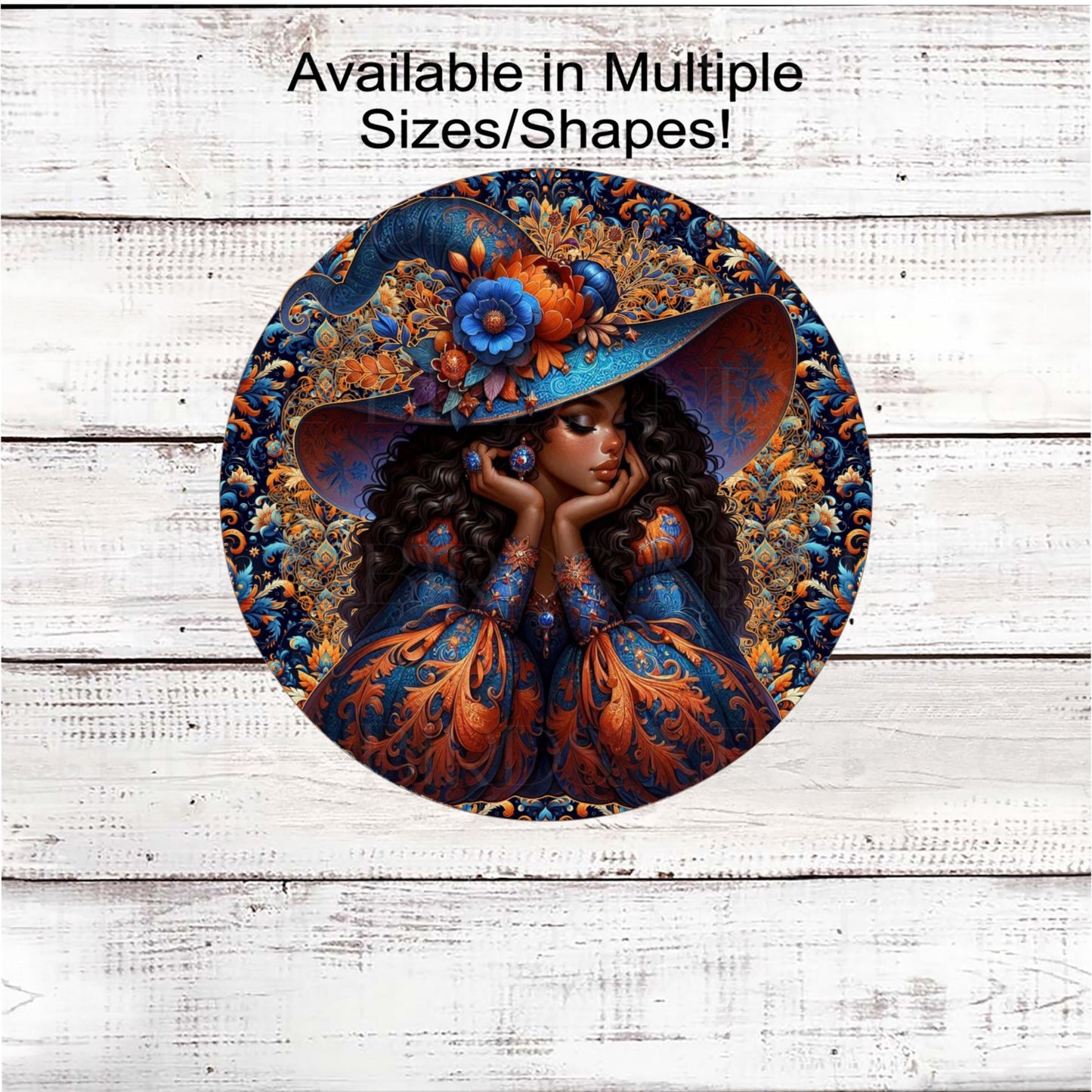 Halloween Wreath Sign, African American Witch Lover, Spooky Decor, Boho Floral