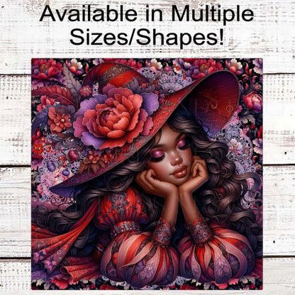 Halloween Wreath Sign, African American Witch Lover, Spooky Decor, Boho Floral